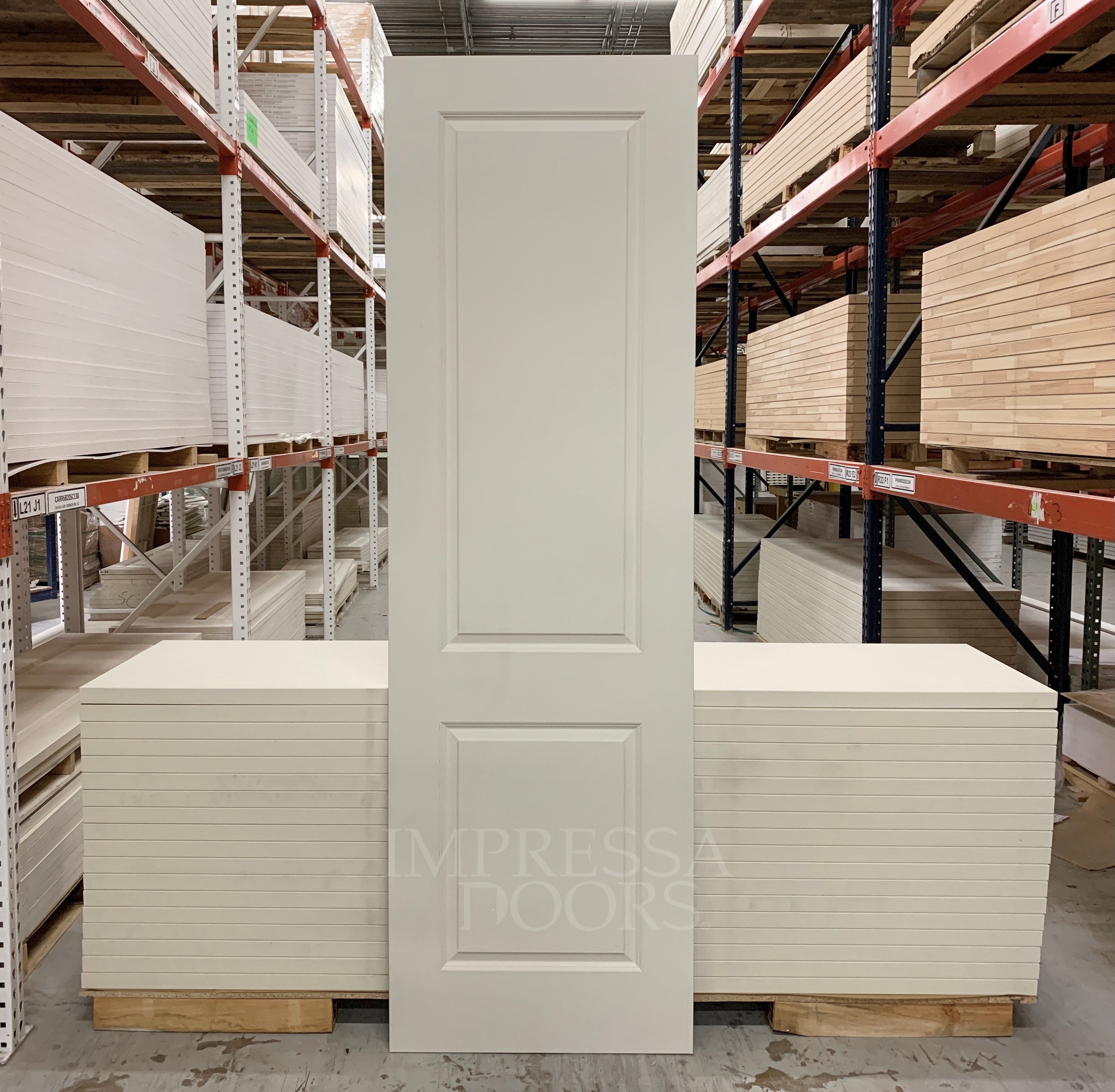 2 Panel Square Carrara Primed Slab Solid Core 8'0" (96") 1-3/4