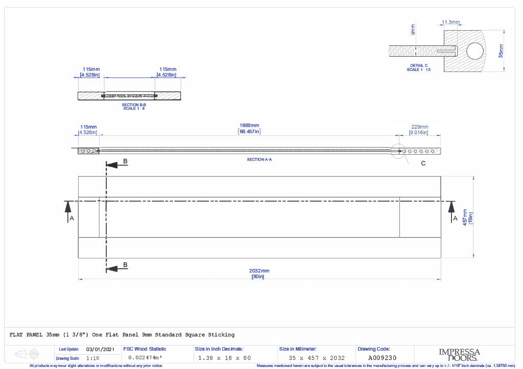 1 Panel Flat Primed Slab 6'8" (80") 1-3/8