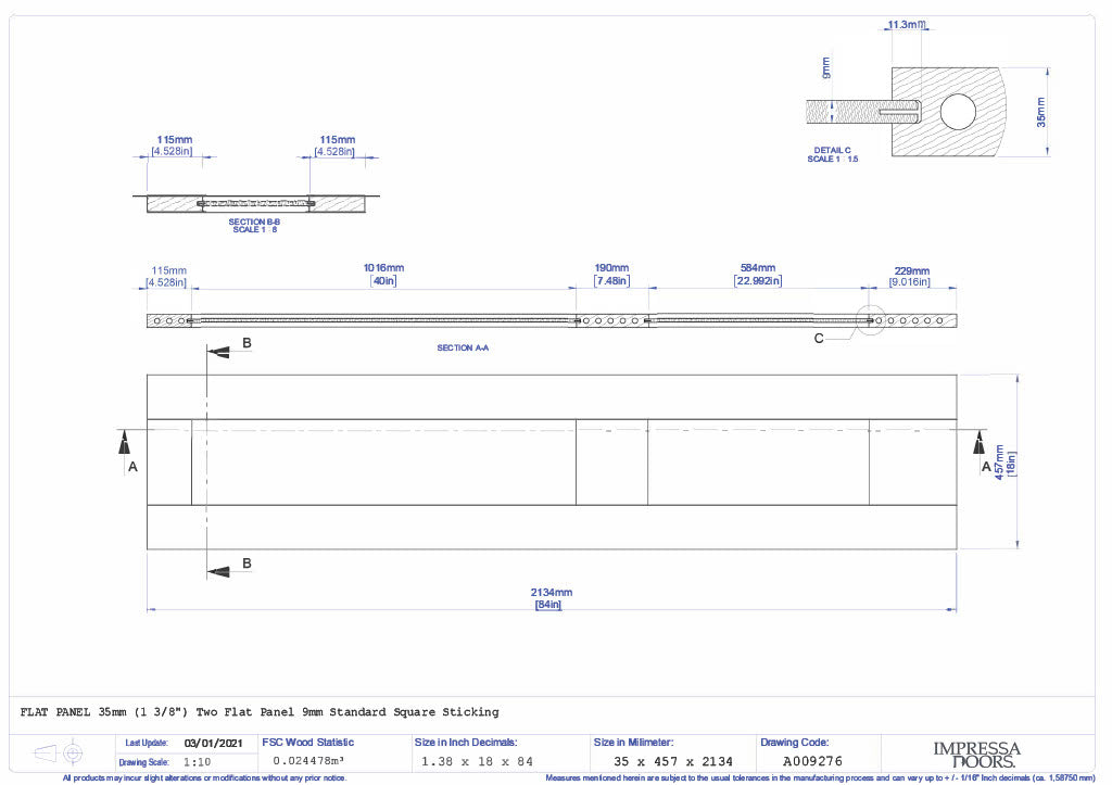 2 Panel Shaker Primed Slab 7'0" (84") 1-3/8