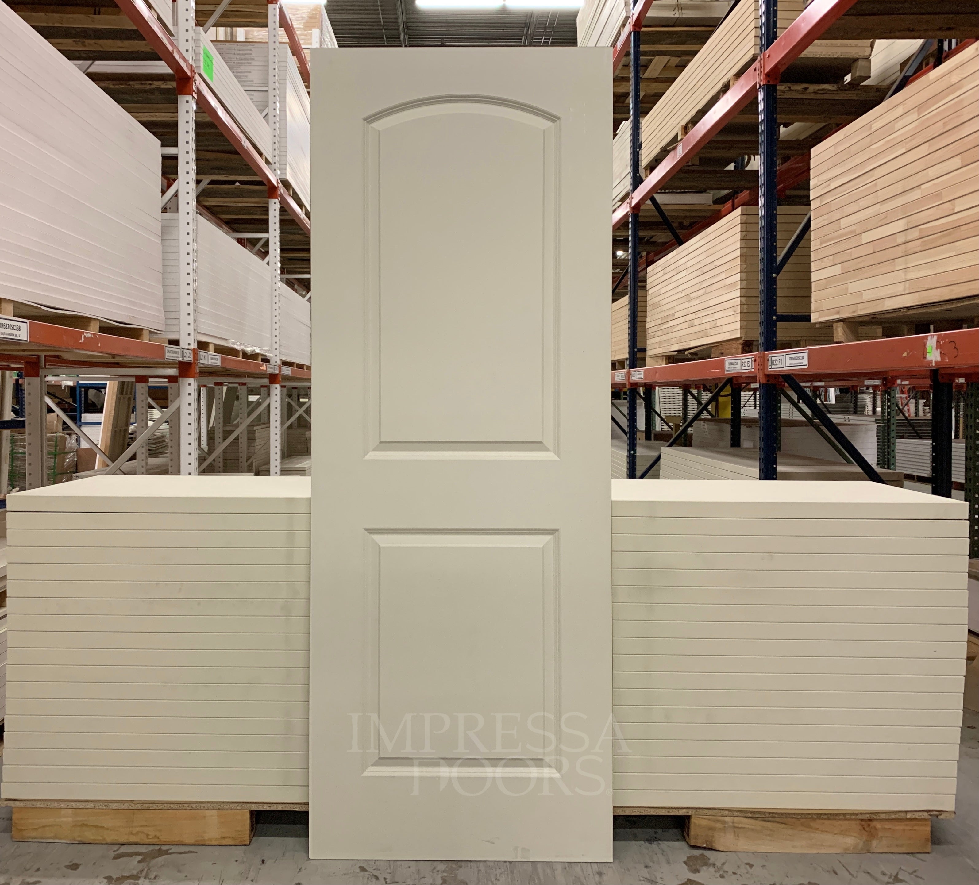 2 Panel Arch Caiman Primed Slab Solid Core 6'8" (80") 1-3/8