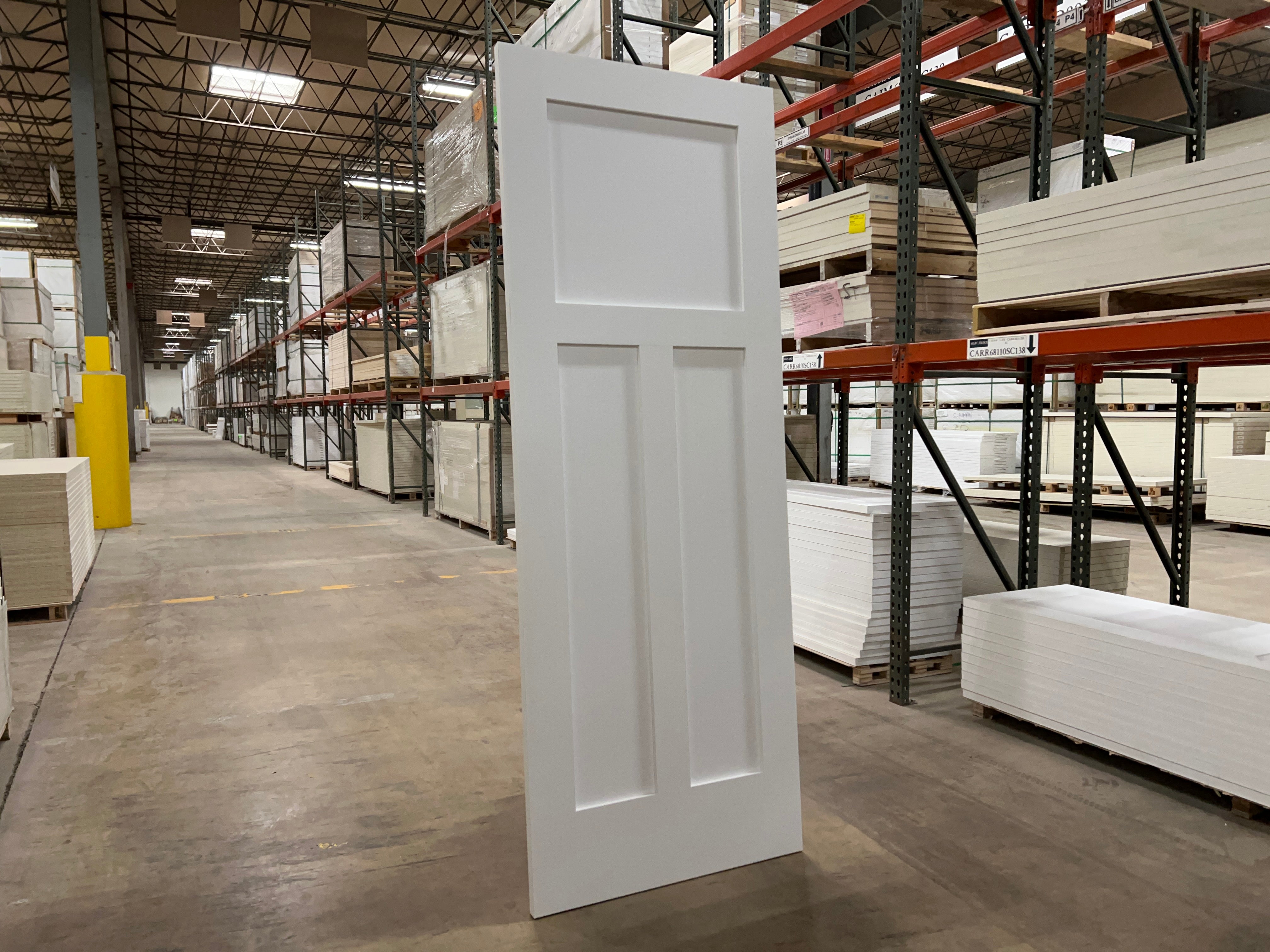 3 Panel Flat Shaker Craftsman Primed Slab 6'8" (80") 1-3/8